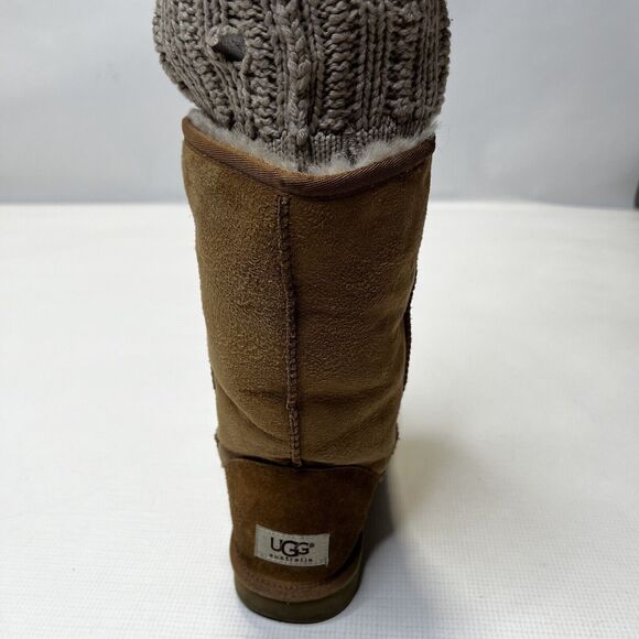 UGG Women's Tularosa Knit Detachable Knit Collar Boots Chestnut Brown Sz 7 3178 - Picture 15 of 16